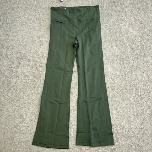 NEW Gap Fit Women's M Green Flare Leggings Green Side Pocket - Picture 5 of 15